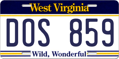 WV license plate DOS859