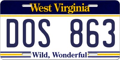 WV license plate DOS863