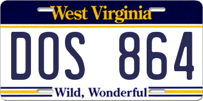 WV license plate DOS864