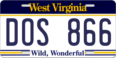 WV license plate DOS866