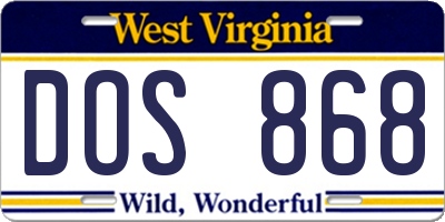 WV license plate DOS868