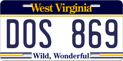 WV license plate DOS869