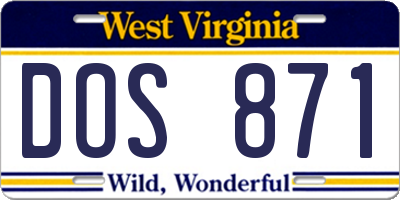 WV license plate DOS871