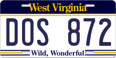 WV license plate DOS872