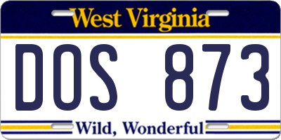 WV license plate DOS873