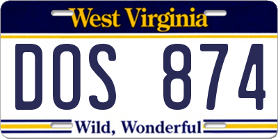 WV license plate DOS874