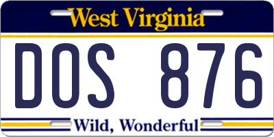 WV license plate DOS876