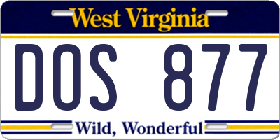 WV license plate DOS877