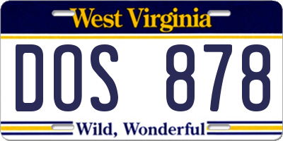 WV license plate DOS878