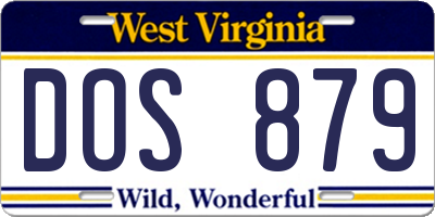 WV license plate DOS879