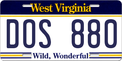 WV license plate DOS880