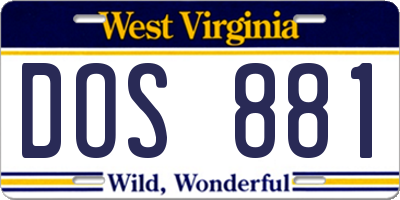 WV license plate DOS881