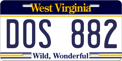 WV license plate DOS882