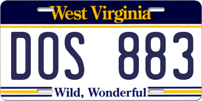 WV license plate DOS883