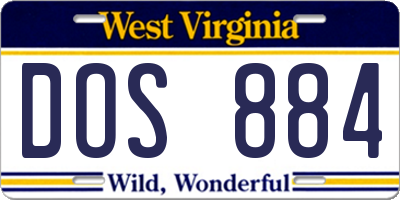 WV license plate DOS884