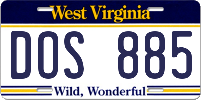 WV license plate DOS885
