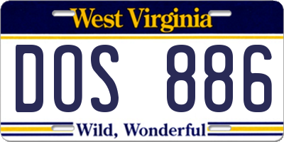 WV license plate DOS886