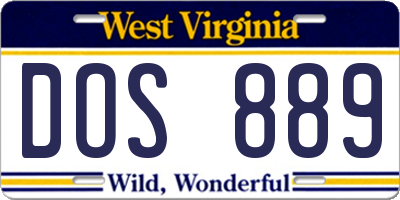 WV license plate DOS889