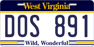 WV license plate DOS891