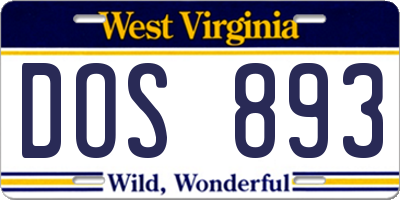 WV license plate DOS893