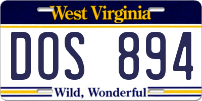 WV license plate DOS894