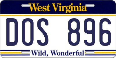 WV license plate DOS896