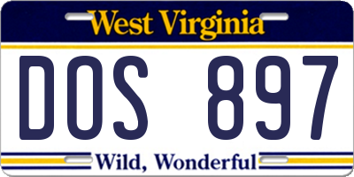 WV license plate DOS897