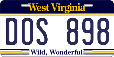 WV license plate DOS898