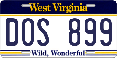 WV license plate DOS899