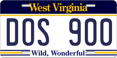 WV license plate DOS900