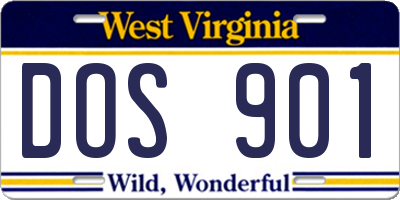 WV license plate DOS901