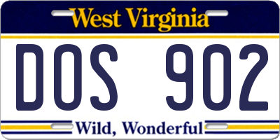 WV license plate DOS902