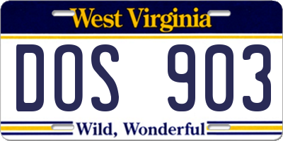 WV license plate DOS903