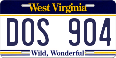 WV license plate DOS904
