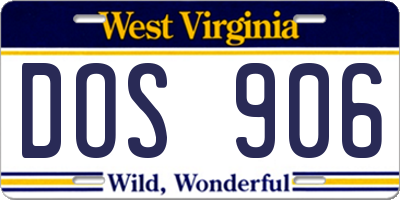 WV license plate DOS906