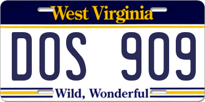 WV license plate DOS909