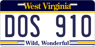 WV license plate DOS910
