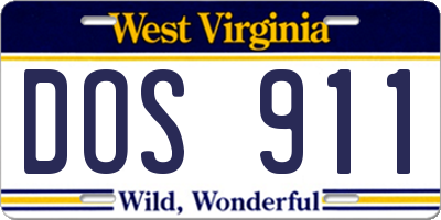 WV license plate DOS911