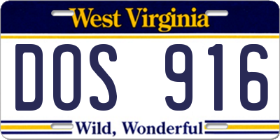 WV license plate DOS916