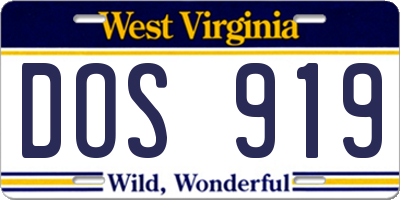 WV license plate DOS919