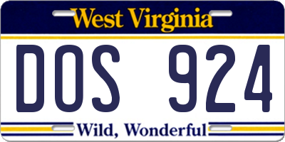 WV license plate DOS924