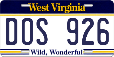 WV license plate DOS926