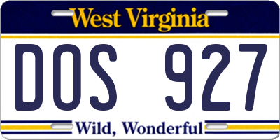WV license plate DOS927