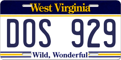 WV license plate DOS929
