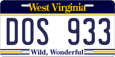 WV license plate DOS933