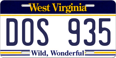 WV license plate DOS935
