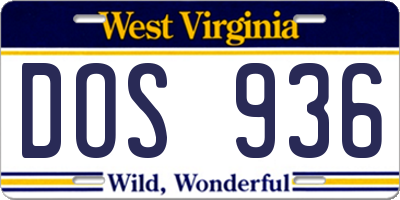 WV license plate DOS936