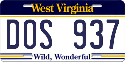 WV license plate DOS937