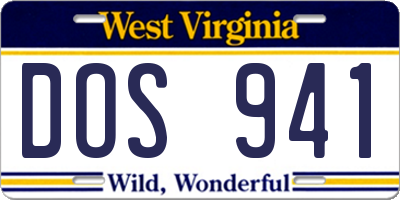 WV license plate DOS941
