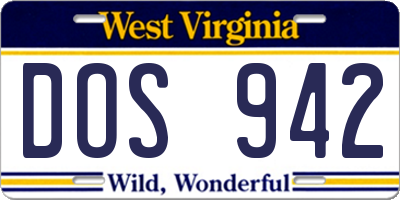 WV license plate DOS942